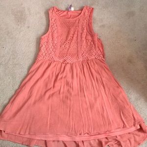 Peach dress with lace detail